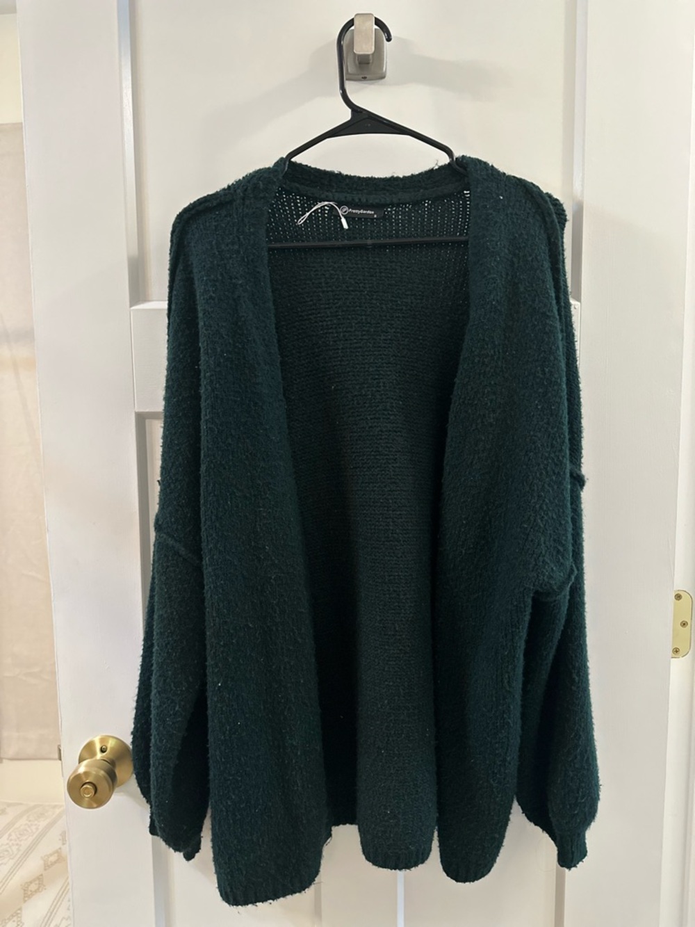 Cozy Dark Green Open-Front Women's Sweater Cardigan